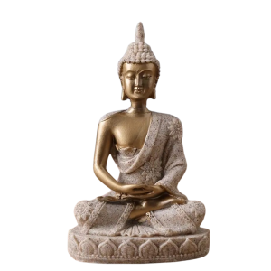 Statuette de méditation : Bouddha doré