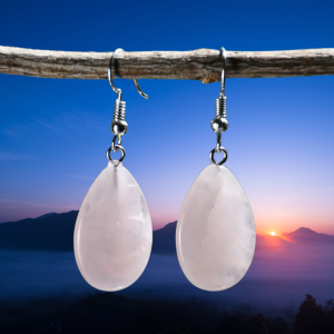 BOUCLES D’OREILLES en quartz rose