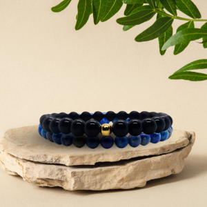 Bracelets en lapis lazuli & obsidienne - ERADIQUER LES PEURS