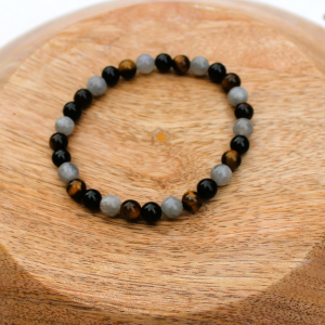 BRACELET : TOURMALINE, LABRADORITE, ŒIL de TIGRE  - absorption des ondes négatives & défense - pour femme