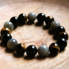 BRACELET en ŒIL de TIGRE, TOURMALINE & LABRADORITE - pour homme