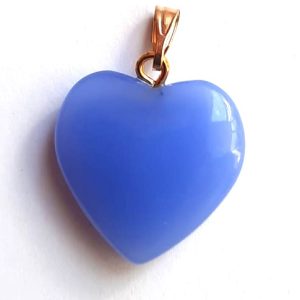 PENDENTIF CŒUR EN AGATE BLEUE - chakra de la gorge