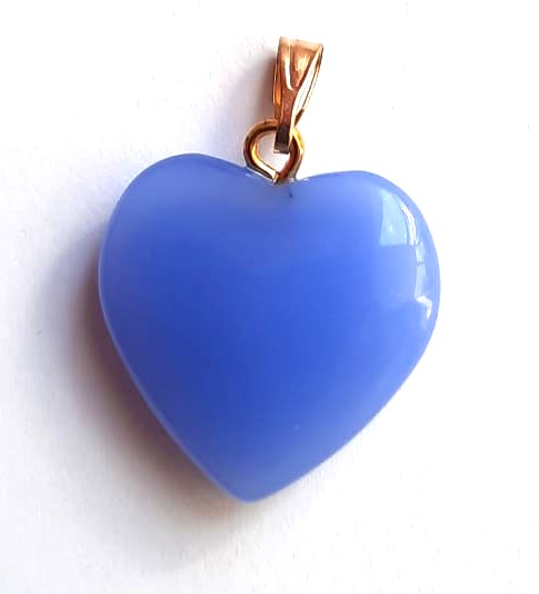 PENDENTIF CŒUR EN AGATE BLEUE - chakra de la gorge