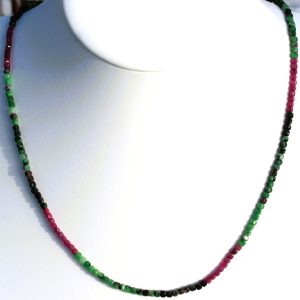 Collier en rubis et zoïsite (apaisement et vitalité retrouvée) - CHAKRAS CŒUR  & RACINE