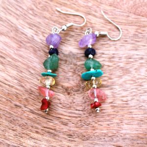 Boucles d'oreilles 7 chakras en pierres naturelles