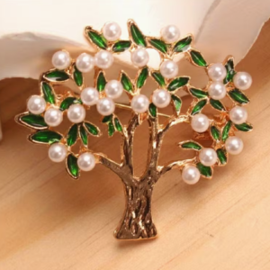BROCHE ARBRE DE VIE - en perles et émaux verts