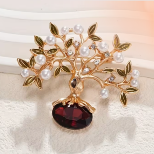 BROCHE ARBRE DE VIE - en perles et émaux verts