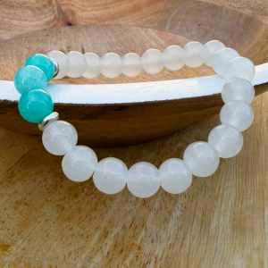 BRACELET en SELENITE & hawlite bleue
