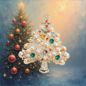 BROCHE de NOEL - joli sapin en perles et pierres colorées