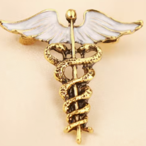 BROCHE de saints GABRIEL & RAPHAEL - caducée, protection des commerces et des communications