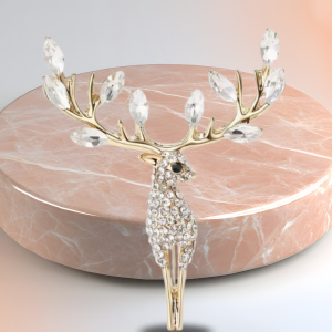 BROCHE CERF - blanc et or