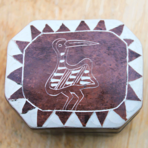 Petite BOITE A BIJOUX – motif oiseau exotique - pierre naturelle