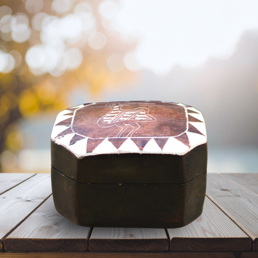 Petite BOITE A BIJOUX – motif oiseau exotique - pierre naturelle – Image 5