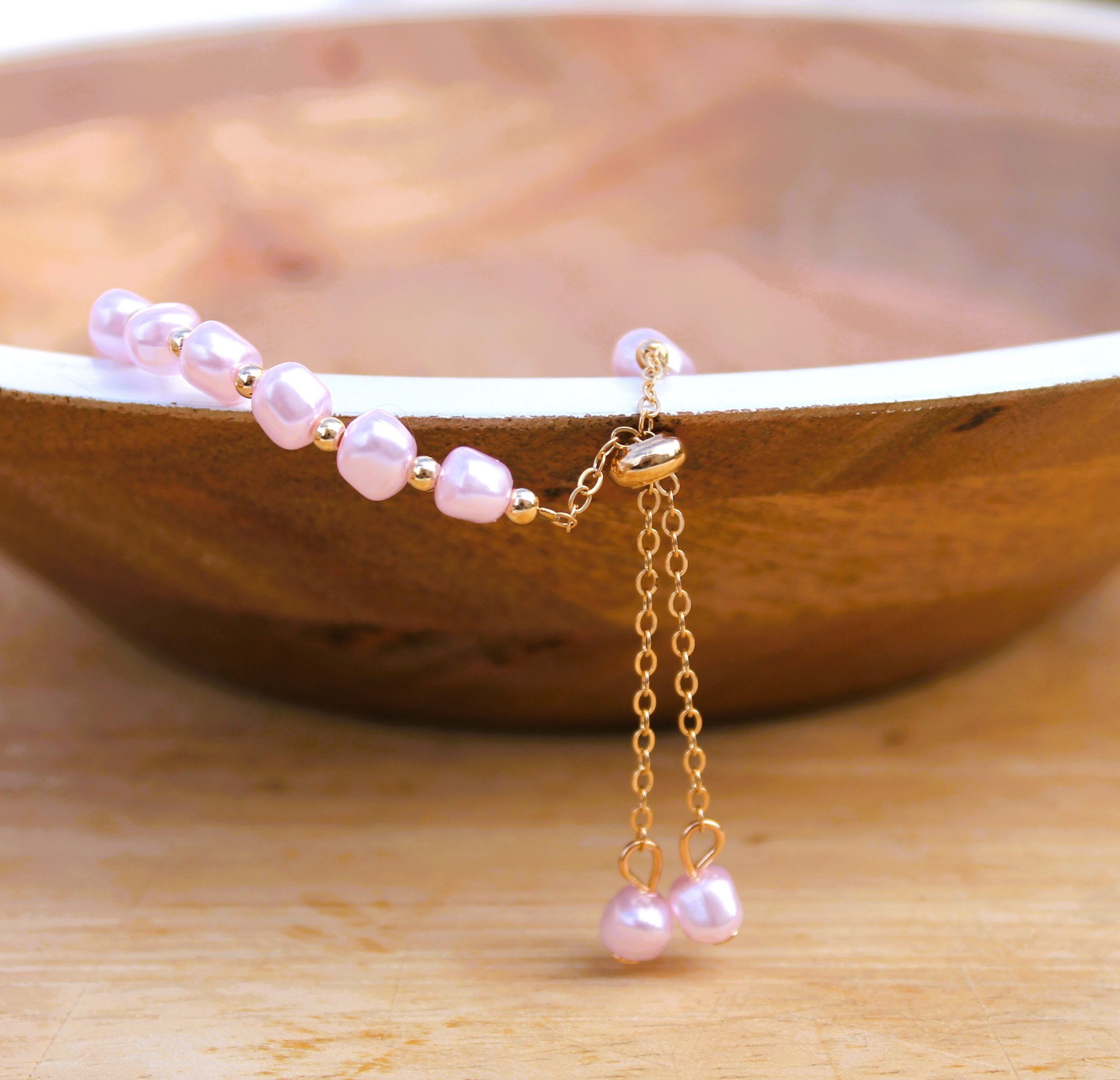 BRACELET en nacre - perles baroques roses – Image 4