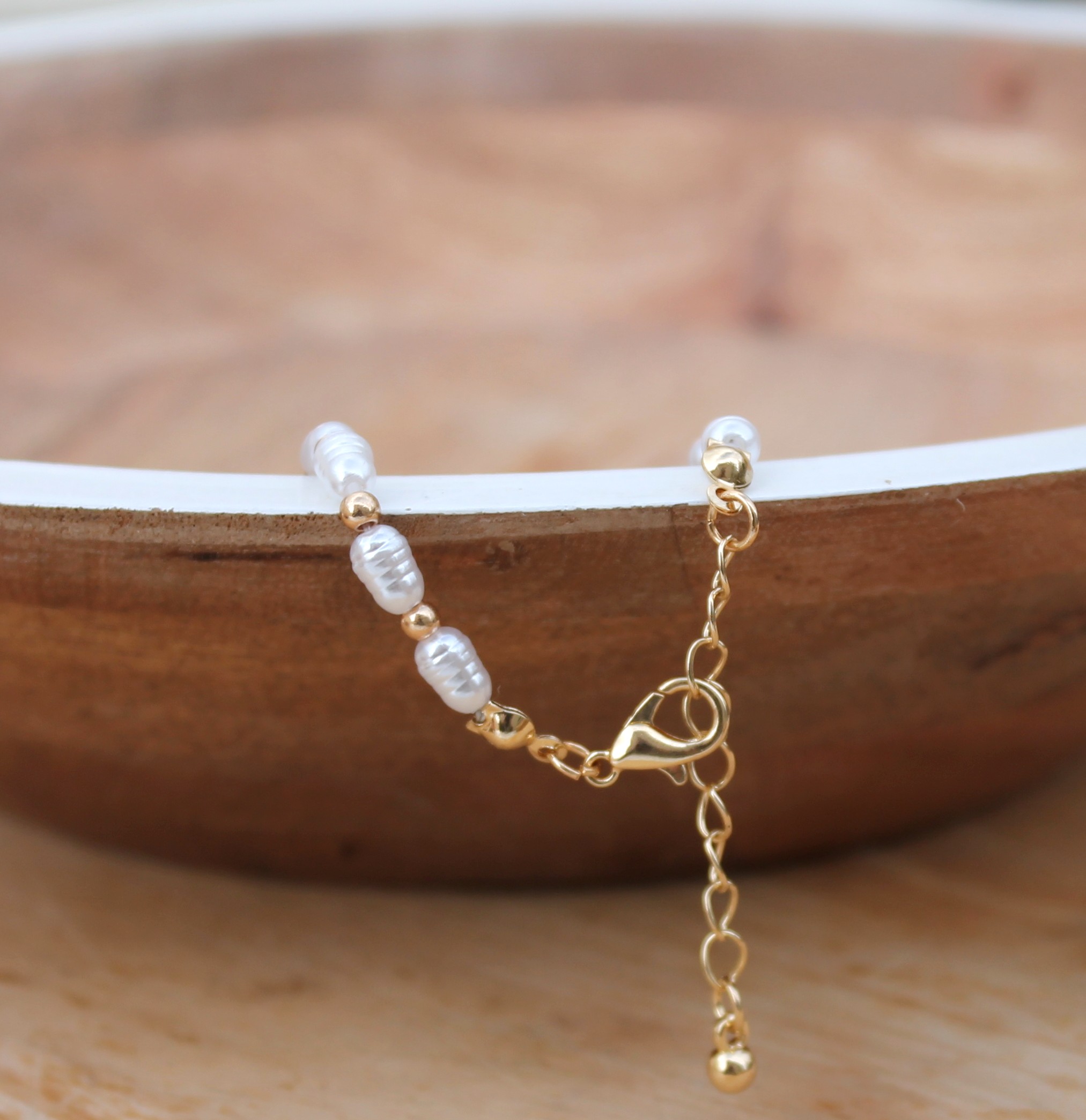 BRACELET en perles Blanc & or – Image 6