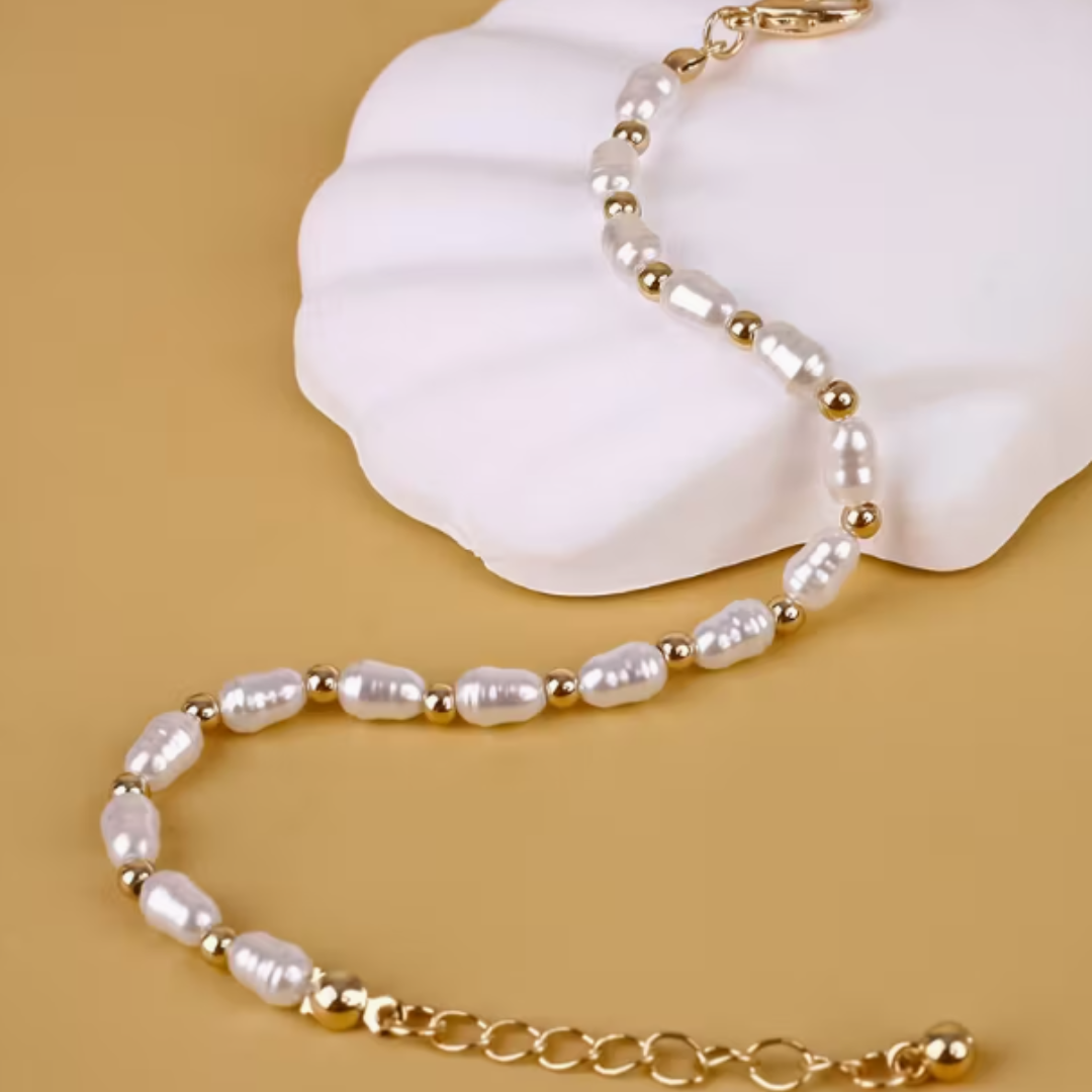 BRACELET en perles Blanc & or – Image 3