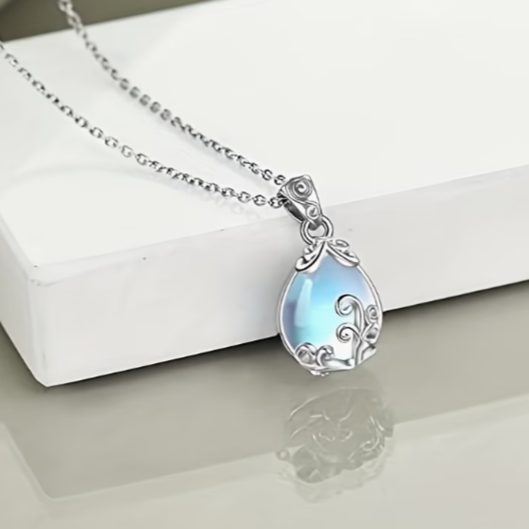 PENDENTIF en PIERRE DE LUNE - goutte enchâssée – Image 2