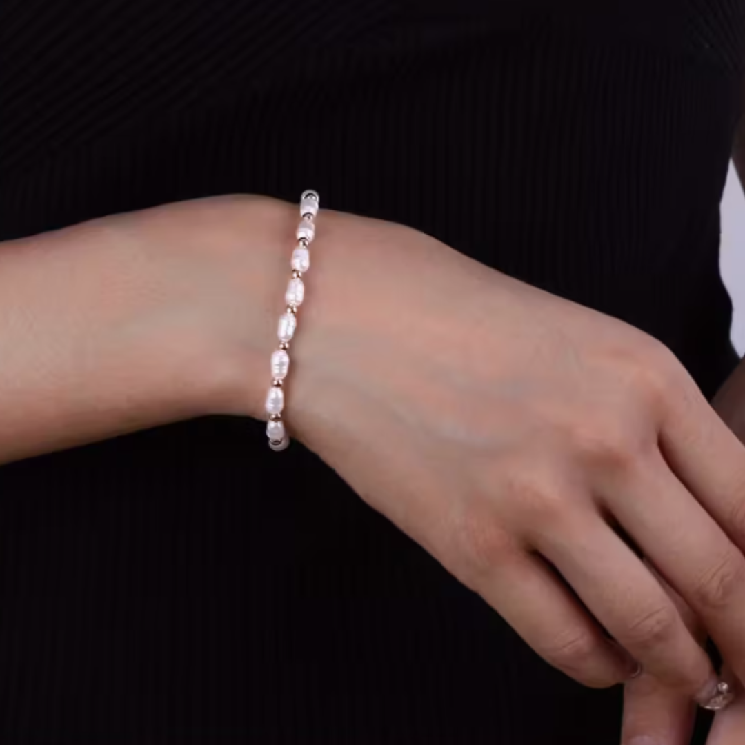 BRACELET en perles Blanc & or – Image 2