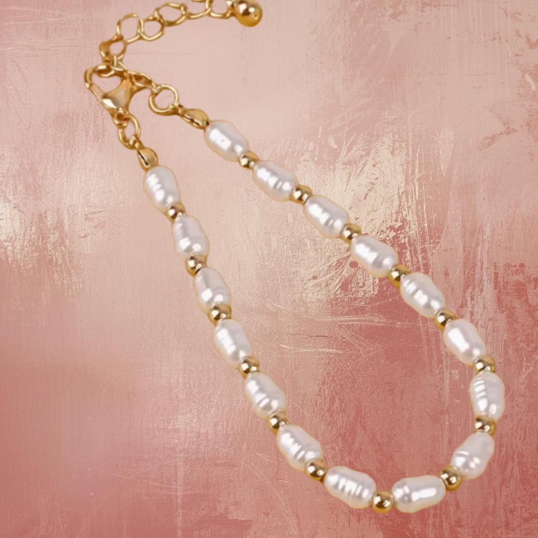 BRACELET en perles Blanc & or – Image 4