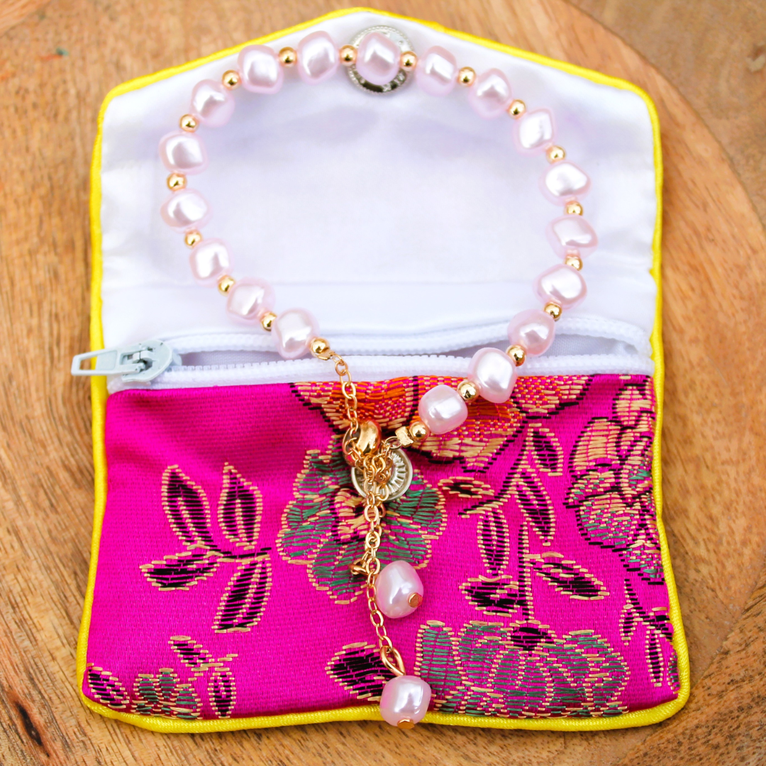 BRACELET en nacre - perles baroques roses – Image 5